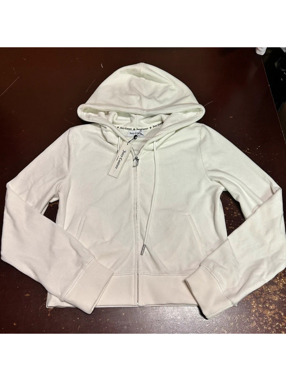 Juicy Couture off white Velour Zip-Up Hoodie Women's M or XL